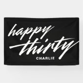 Persoonlijk modern script zwart 30e verjaardag spandoek (Horizontaal)