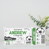 Persoonlijk modern Soccer Verjaardag Party Ticket Kaart (Staand voorkant)