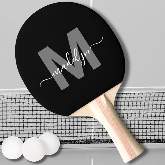 Persoonlijk modern strak script naammonogram tafeltennisbatje