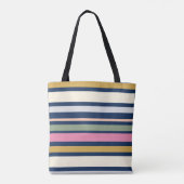 Persoonlijk modern streeppatroon elegante script tote bag (Achterkant)