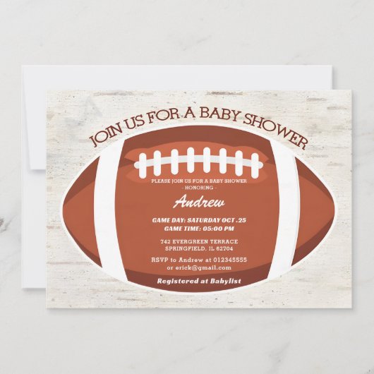 Persoonlijk Modern Touchdown football Baby shower Kaart (Voorkant)