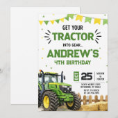 Persoonlijk modern tractor verjaardagsfeestje kaart (Voorkant / Achterkant)