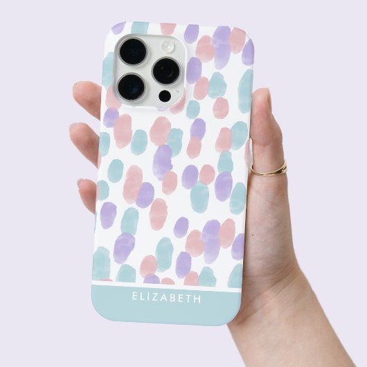 Persoonlijk modern waterverf pastel stippenpatroon Case-Mate iPhone case