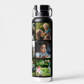 Persoonlijk modern zwart foto collage monogram waterfles (Achterkant)