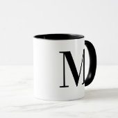 Persoonlijk modern zwart monogram initiaal M Mok (Voorkant rechts)