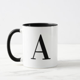Persoonlijk modern zwart monogram letter A op maat Mok