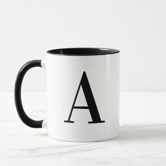 Persoonlijk modern zwart monogram letter A op maat Mok (Links)
