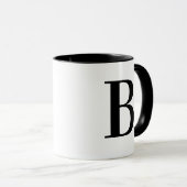 Persoonlijk modern zwart monogram letter B op maat Mok (Voorkant rechts)