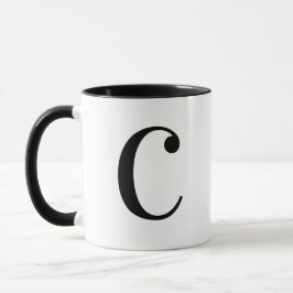 Persoonlijk modern zwart monogram letter C op maat Mok