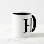 Persoonlijk modern zwart monogram letter H op maat Mok (Voorkant rechts)