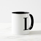 Persoonlijk modern zwart monogram letter L op maat Mok (Voorkant rechts)
