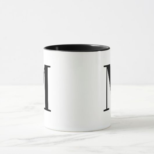 Persoonlijk modern zwart monogram letter M op maat Mok (Midden)