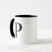 Persoonlijk modern zwart monogram letter P op maat Mok (Voorkant links)