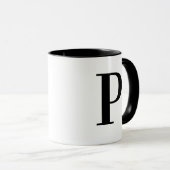 Persoonlijk modern zwart monogram letter P op maat Mok (Voorkant rechts)