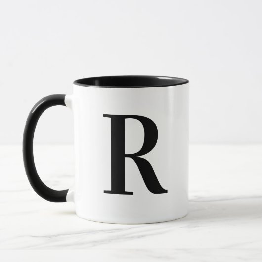 Persoonlijk modern zwart monogram letter R op maat Mok (Links)