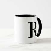 Persoonlijk modern zwart monogram letter R op maat Mok (Voorkant rechts)