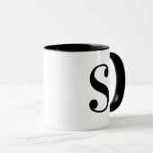 Persoonlijk modern zwart monogram letter S op maat Mok (Voorkant rechts)