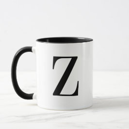 Persoonlijk modern zwart monogram letter Z op maat Mok
