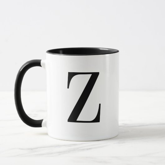 Persoonlijk modern zwart monogram letter Z op maat Mok (Links)