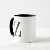 Persoonlijk modern zwart monogram letter Z op maat Mok (Voorkant links)
