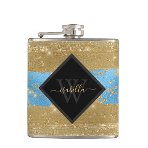 Persoonlijk Moderne Gouden Glitter Schrift Heupfles