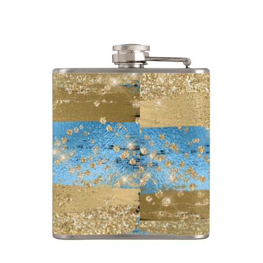 Persoonlijk Moderne Gouden Glitter Schrift Heupfles (Achterkant)