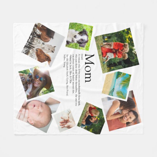Persoonlijk Moeder Definitie 9 Foto Collage Fleece Deken (Voorkant (Horizontaal))