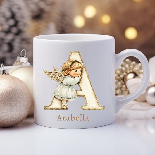 Persoonlijk monogram A initiële kerstengel Koffiemok