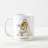 Persoonlijk monogram A initiële kerstengel Koffiemok (Links)