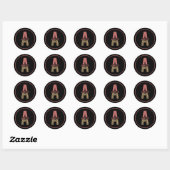 Persoonlijk monogram A Roze luipaardprint Ronde Sticker (Vel)