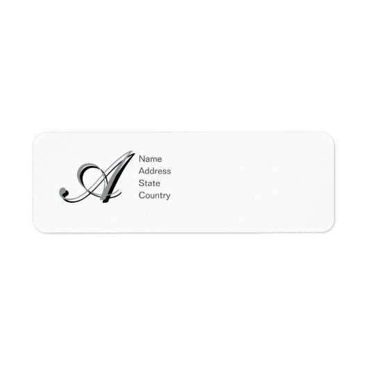 Persoonlijk Monogram A Script Retouradreslabel Etiket (Voorkant)