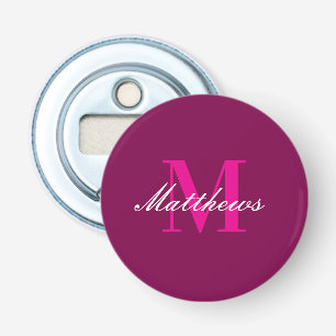 Persoonlijk monogram aangepaste kleur elegante tro button flesopener