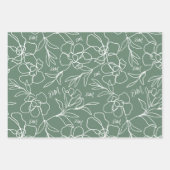 Persoonlijk monogram abstract bloemig trouwkleed inpakpapier vel (Voorkant 3)