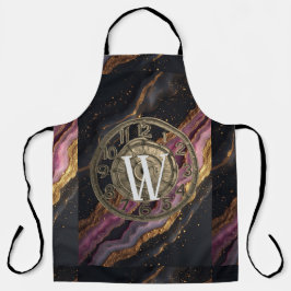 Persoonlijk Monogram Agate Roze Rustieke Metalen L Schort
