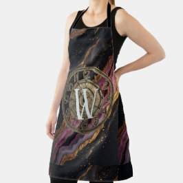 Persoonlijk Monogram Agate Roze Rustieke Metalen L Schort