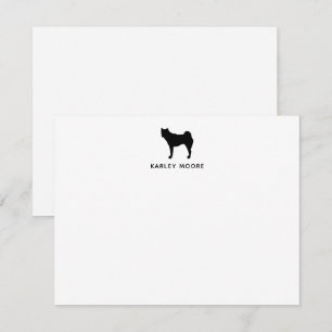 Persoonlijk monogram Akita-hond Zwart en Wit  Notitiekaartje