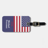 Persoonlijk monogram Amerikaanse vlag 4 juli Bagagelabel (Voorkant horizontaal)