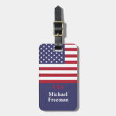 Persoonlijk monogram Amerikaanse vlag 4 juli Bagagelabel (Voorkant verticaal)
