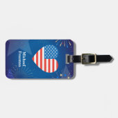Persoonlijk monogram Amerikaanse vlag 4 juli Bagagelabel (Voorkant horizontaal)