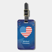 Persoonlijk monogram Amerikaanse vlag 4 juli Bagagelabel (Voorkant verticaal)