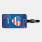 Persoonlijk monogram Amerikaanse vlag 4 juli Bagagelabel (Achterkant horizontaal)