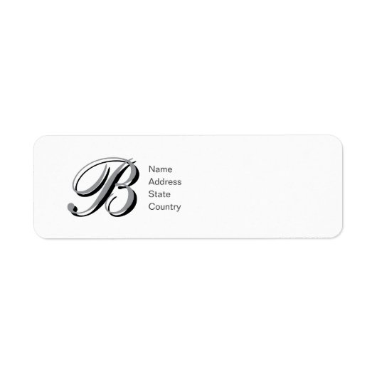 Persoonlijk Monogram B Script Retouradreslabel Etiket (Voorkant)