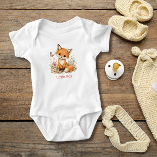 Persoonlijk monogram baby vos bloemen cadeau romper