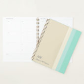 Persoonlijk monogram beige en aquablauw planner (Display)