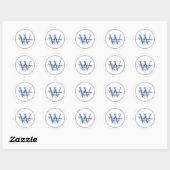 Persoonlijk Monogram Blauw Retouradres Ronde Sticker (Vel)