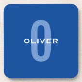 Persoonlijk Monogram Blauw Wit Naam Bier Onderzetter (Voorkant)