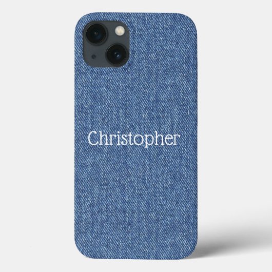 Persoonlijk Monogram Blauw Wit Nep Denim Case-Mate iPhone Case (Achterkant)