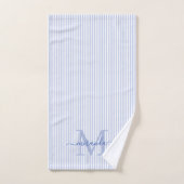 Persoonlijk Monogram Blauwe en Witte Strepen Bad Handdoek (Handdoek)