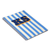 Persoonlijk monogram blauwe streep, aangepaste ini notitieboek (Rechterzijde)