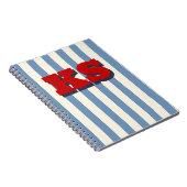 Persoonlijk monogram blauwe streep, aangepaste ini notitieboek (Rechterzijde)